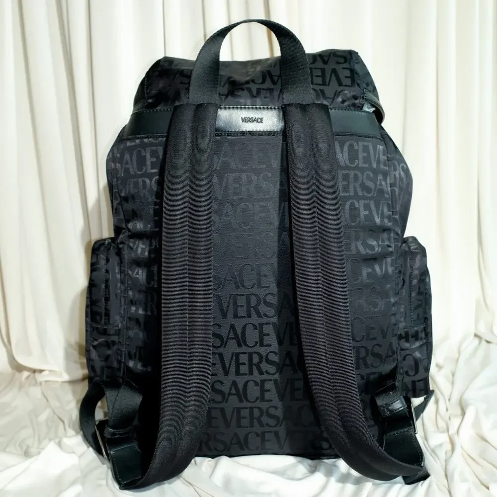 Versace Allover Neo Nylon Backpack Black NWT